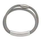 Stainless Steel Polished Mesh 2-Strand Adjustable ID Bracelet for Women