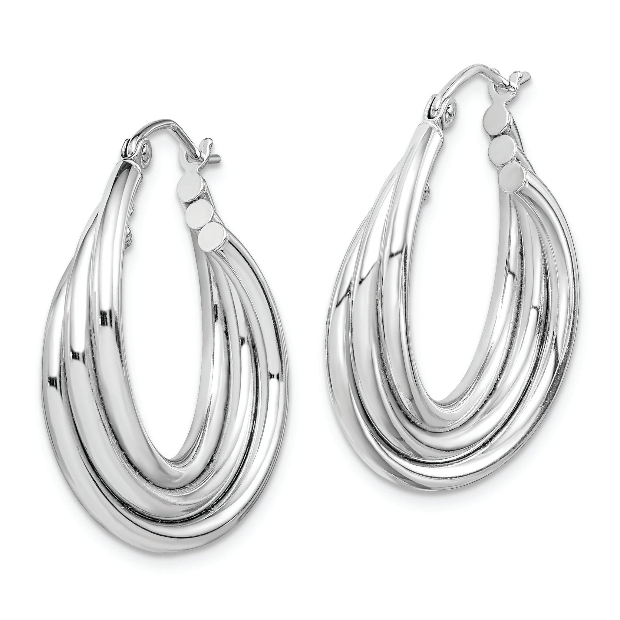 Sterling Silver Rhodium-plated Triple Twisted Round Hoop Earrings Secondary image