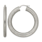 Stainless Steel Polished Textured Hoop Earrings for Women