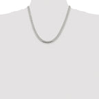 Sterling Silver Rhodium-plated 6.4mm Polished Domed Curb Chain