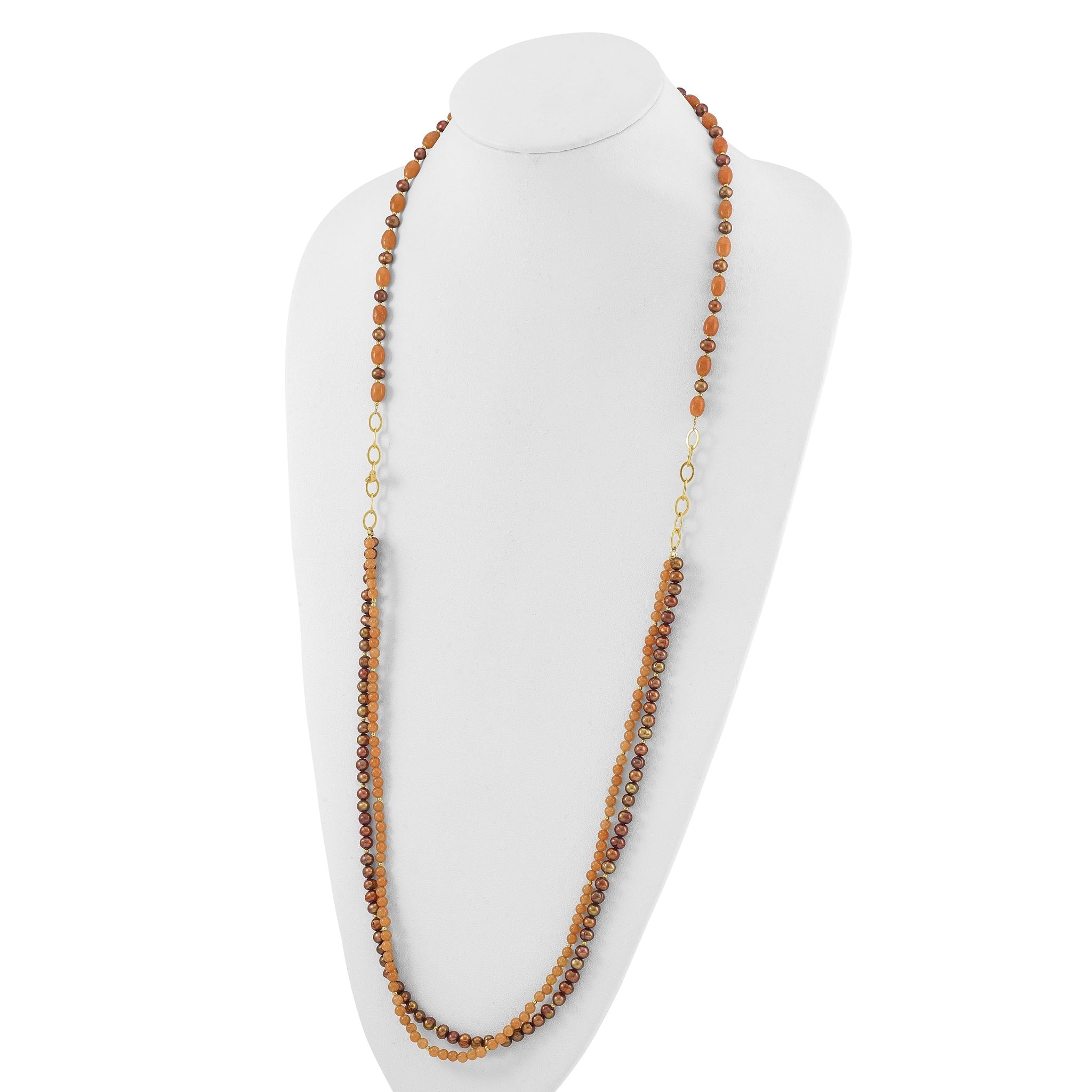Sterling Silver Gold-plated Multi Stone Adj. 17in or 40in Necklace Secondary image