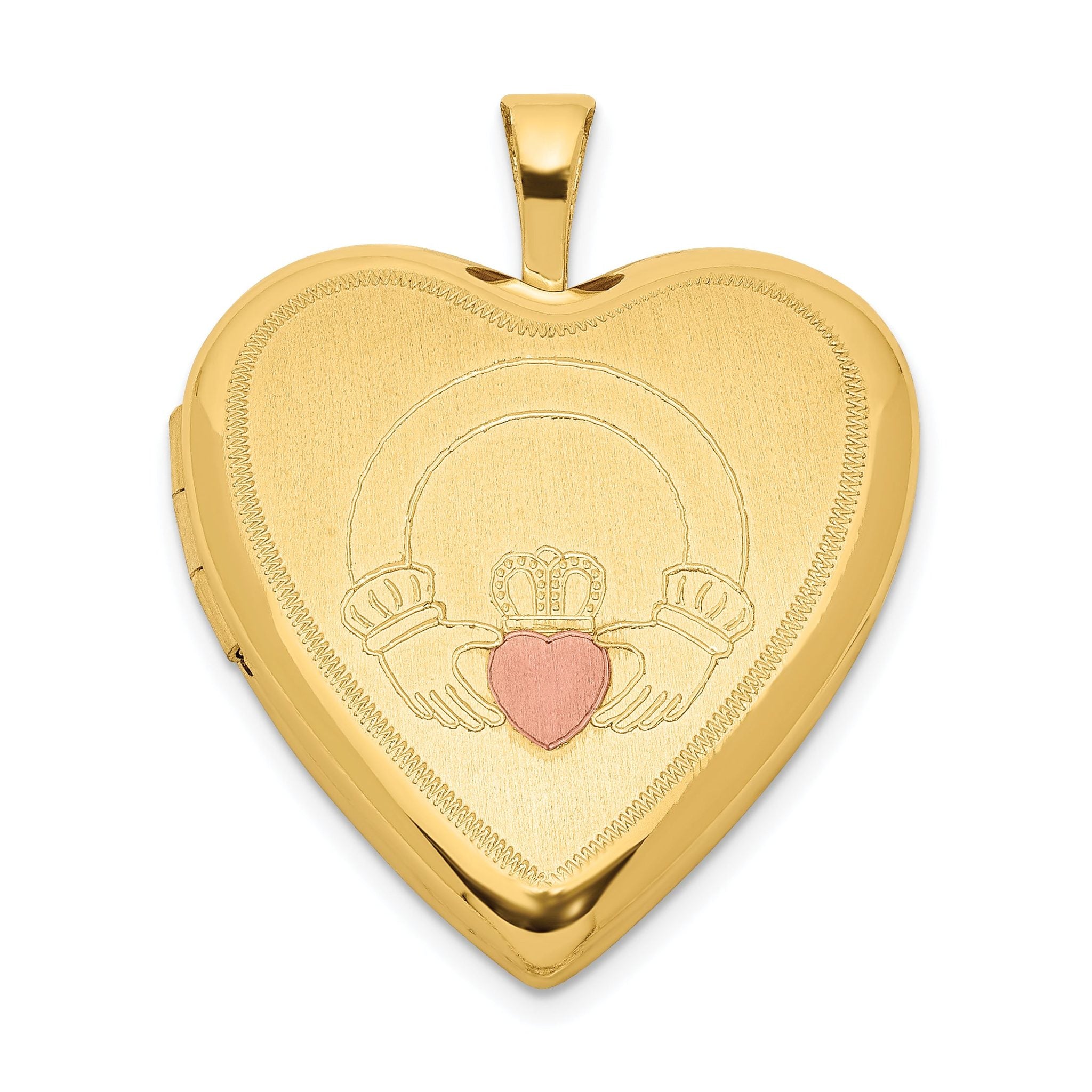 Sterling Silver Gold-plated 20mm Claddagh Enameled Heart Locket Main image