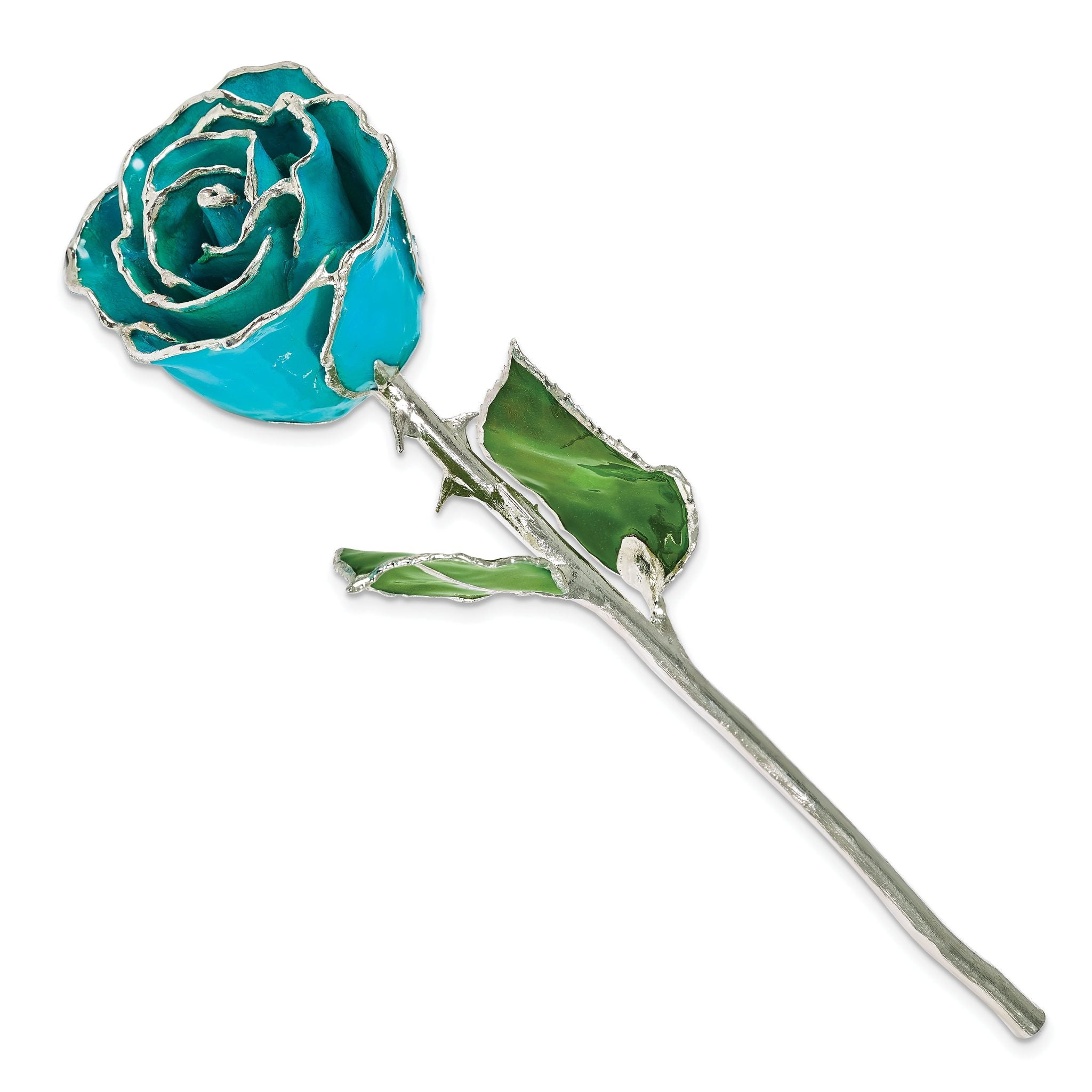 Lacquer Dipped Silver Trim Turquoise Green Southwest Style Rose Secondary image