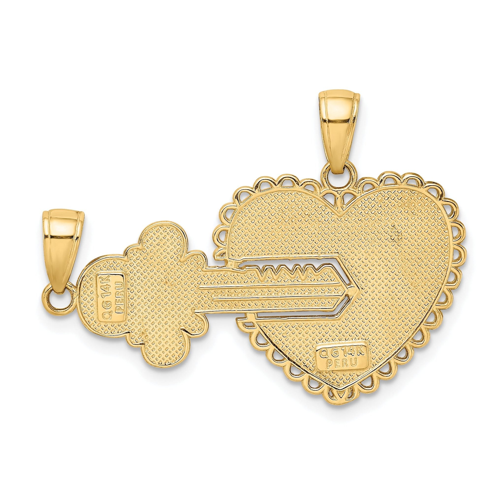 14K Gold Polished Break Apart Key Charm Set  Elegant and Themed