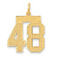 14K Gold Satin Finish Number 48 Charm with Brushed Texture