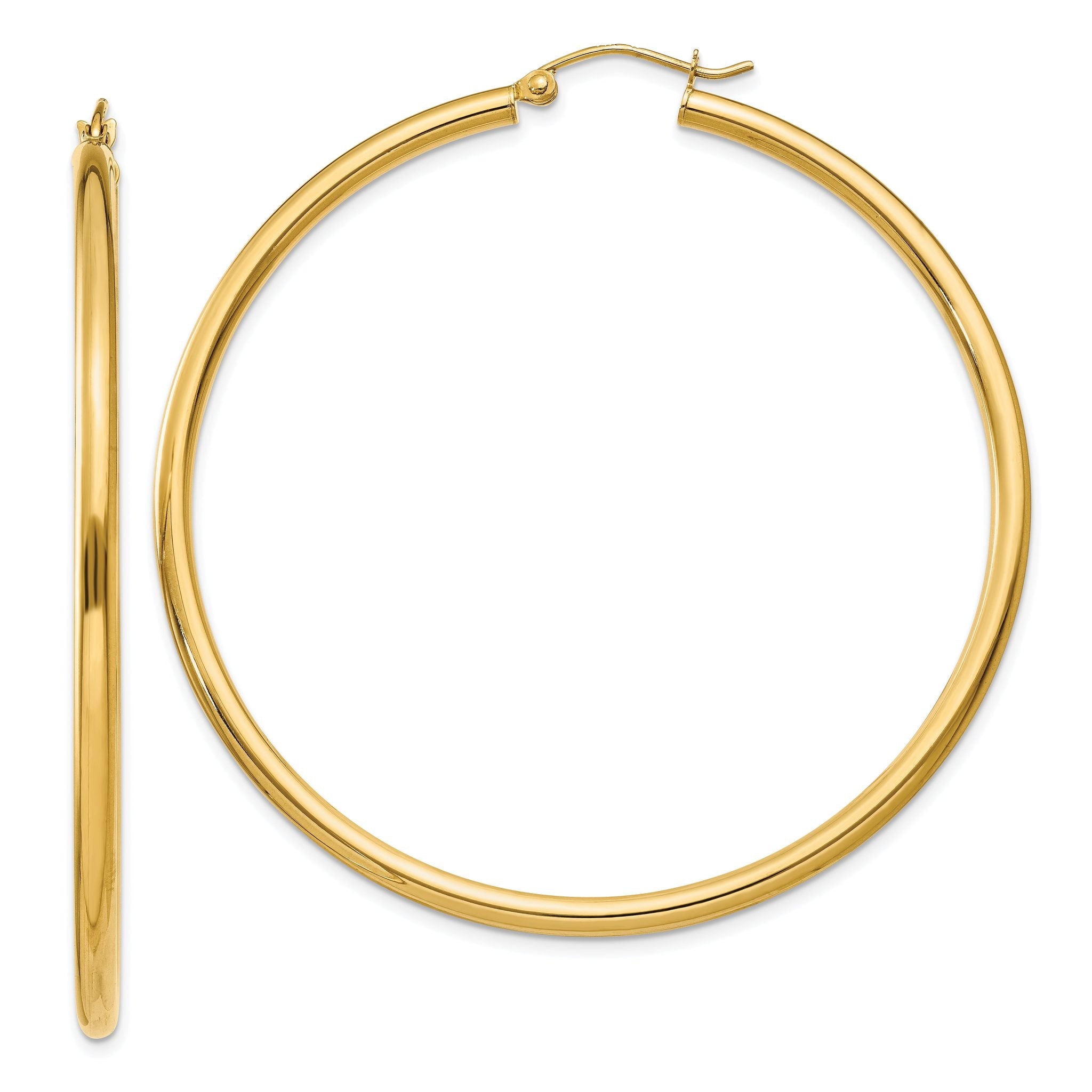 14K Polished 2.5mm Lightweight Tube Hoop Earrings Main image