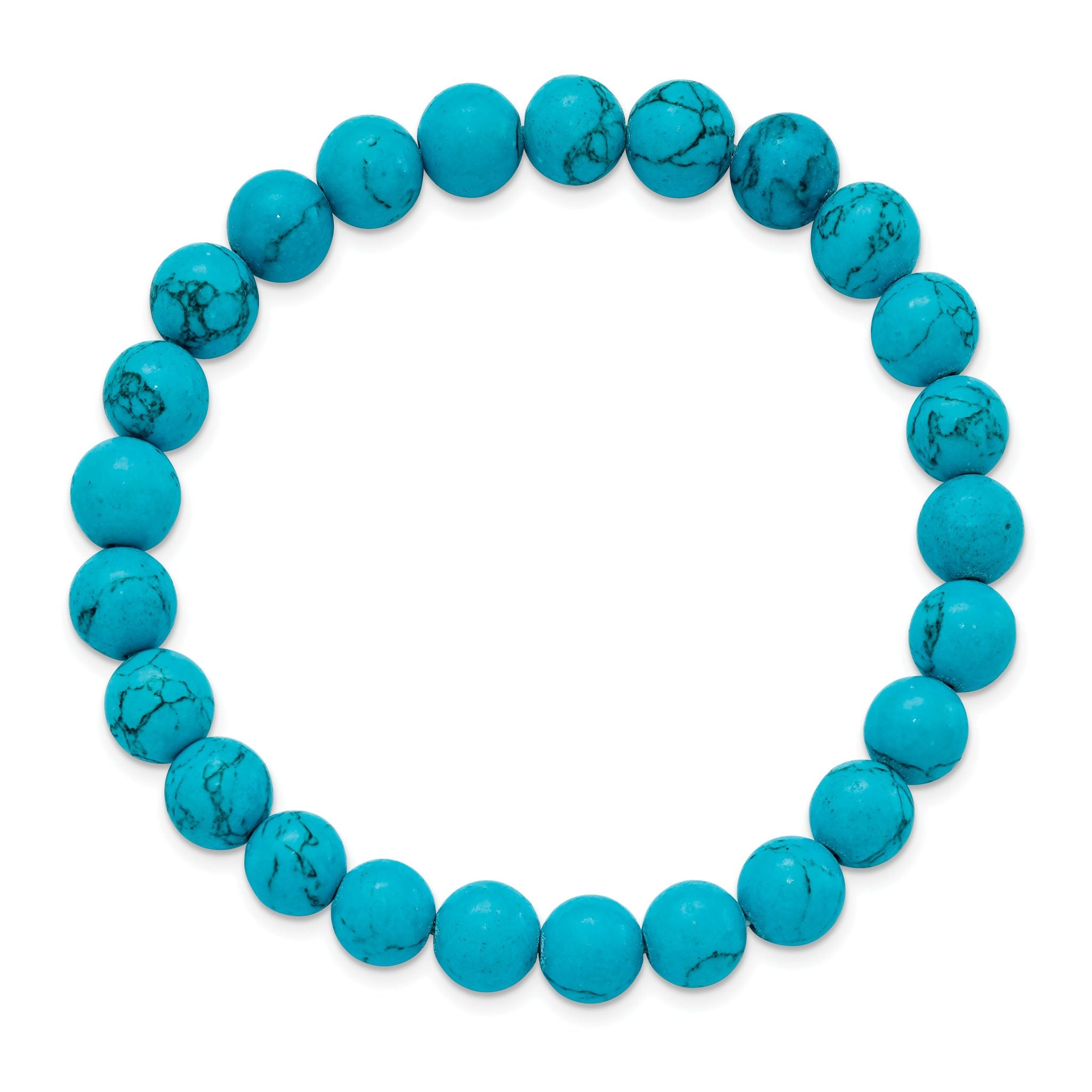 8mm Blue Turquoise Agate Beaded Stretch Bracelet Secondary image