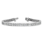 14k White Gold 10 carat Lab Grown Diamond VS+ F+ Complete Princess Bezel Set Tennis Bracelet