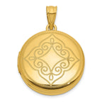 Sterling Silver Gold-plated Polished Front/Brushed Back Fancy Lace Design 20mm Round Locket