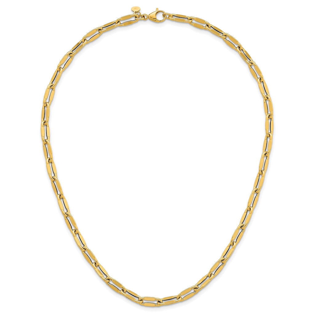 14k Polished 5.5mm Flattened Oval Cable Fancy Link 18 inch Necklace