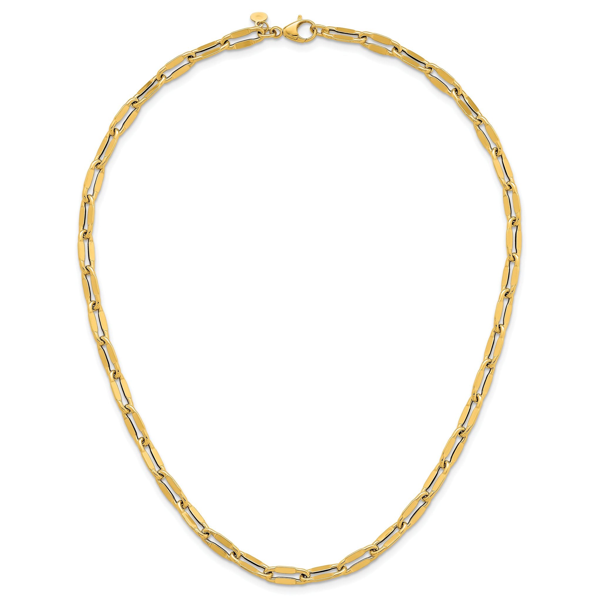 14k Polished 5.5mm Flattened Oval Cable Fancy Link 18 inch Necklace