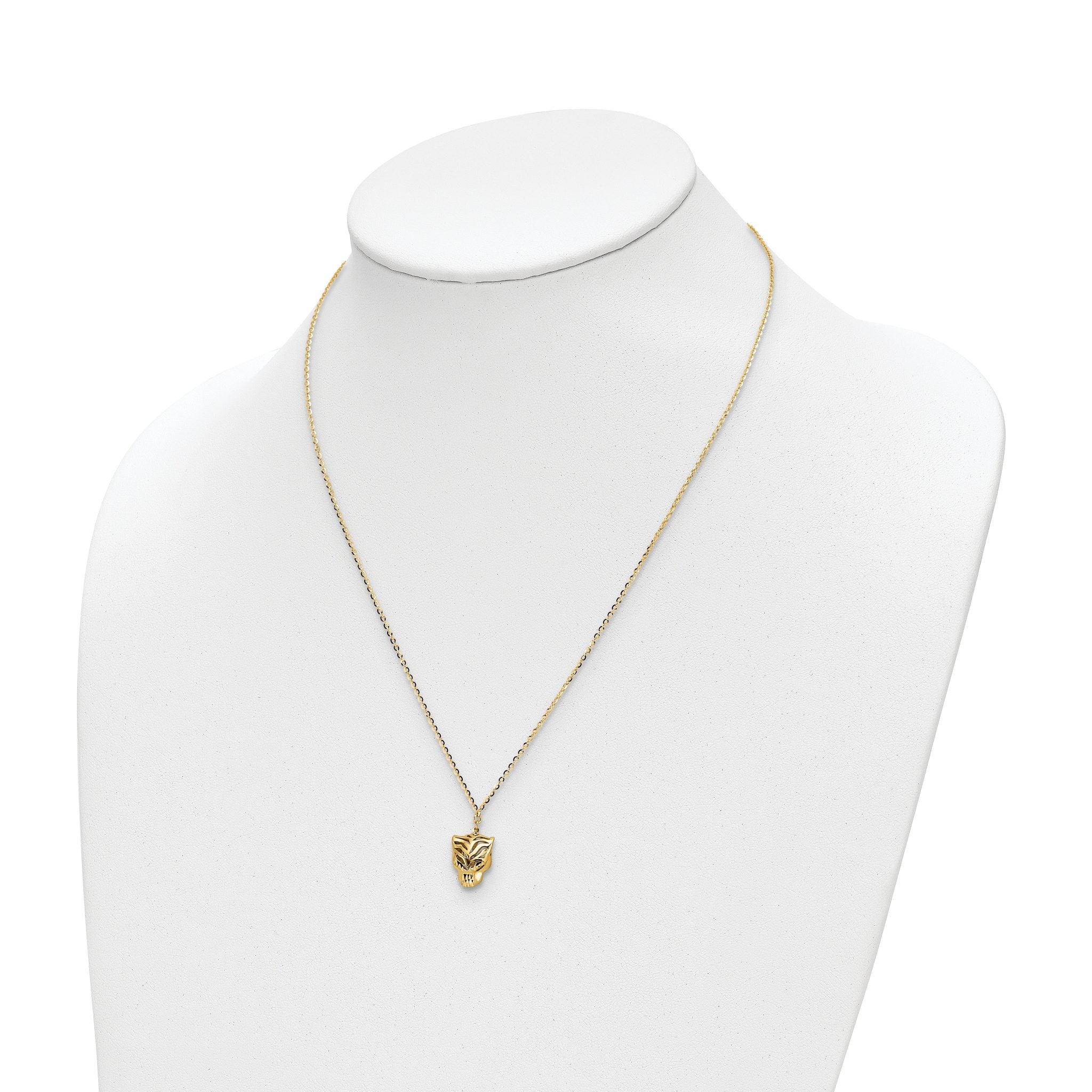 14k Polished D/C Green Enamel Tiger Necklace Secondary image