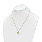 14k Polished D/C Green Enamel Tiger Necklace