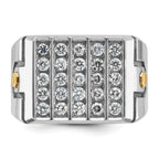 14k Two-tone with Black Rhodium Men's Polished and Grooved 5-Row 1 3/4 Carat AA Quality Diamond Clus