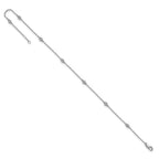 14k White Gold Complete 1/6 carat Bezel-set Diamond and Cable Chain 7-Station 9 inch Anklet