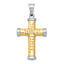 14K Two-Tone Gold Reversible Cross Pendant with Rhodium Accents