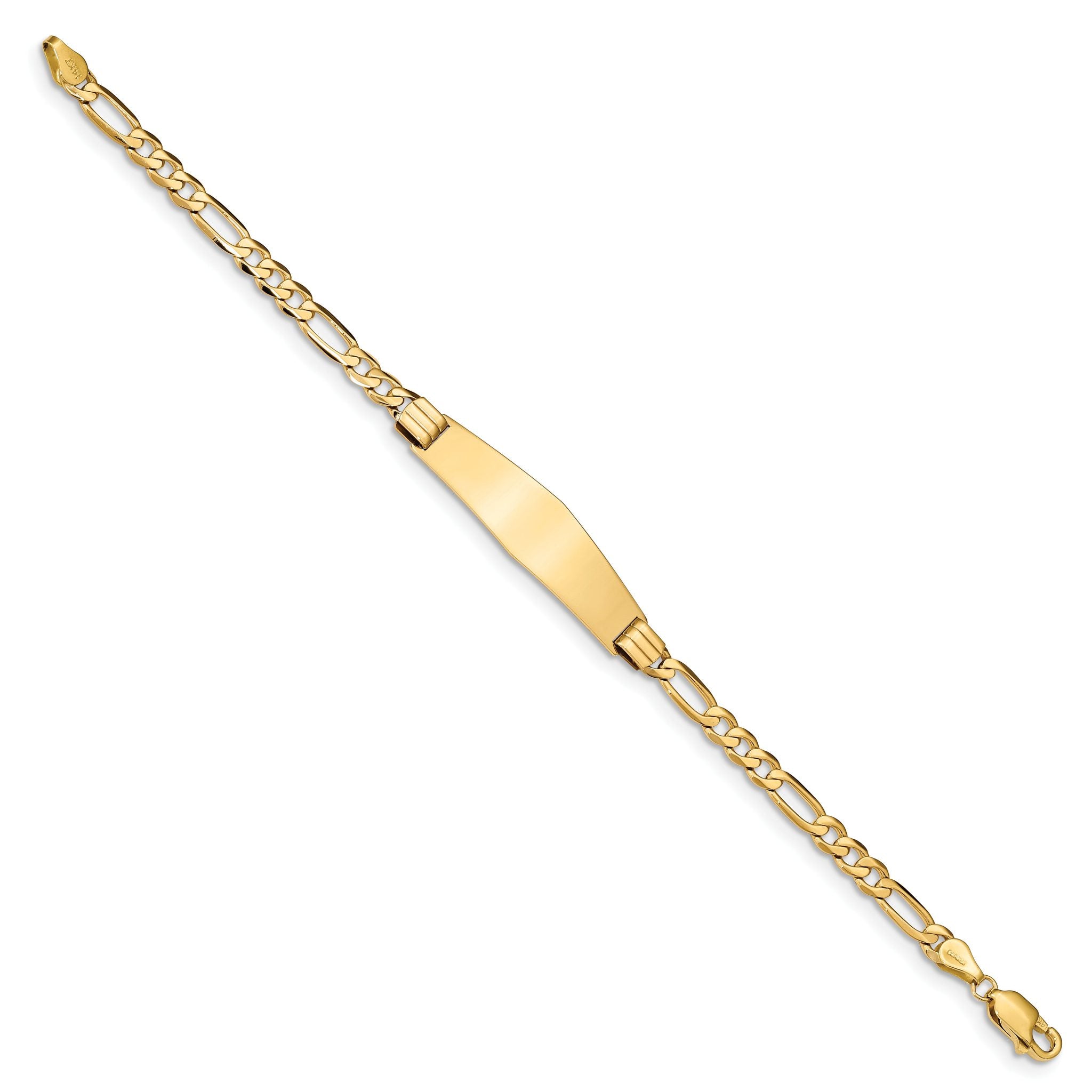 14k Polished Solid Chain/Solid Plate Figaro Link Soft Diamond Shape 33x9mm Plate 7 inch ID Bracelet Secondary image
