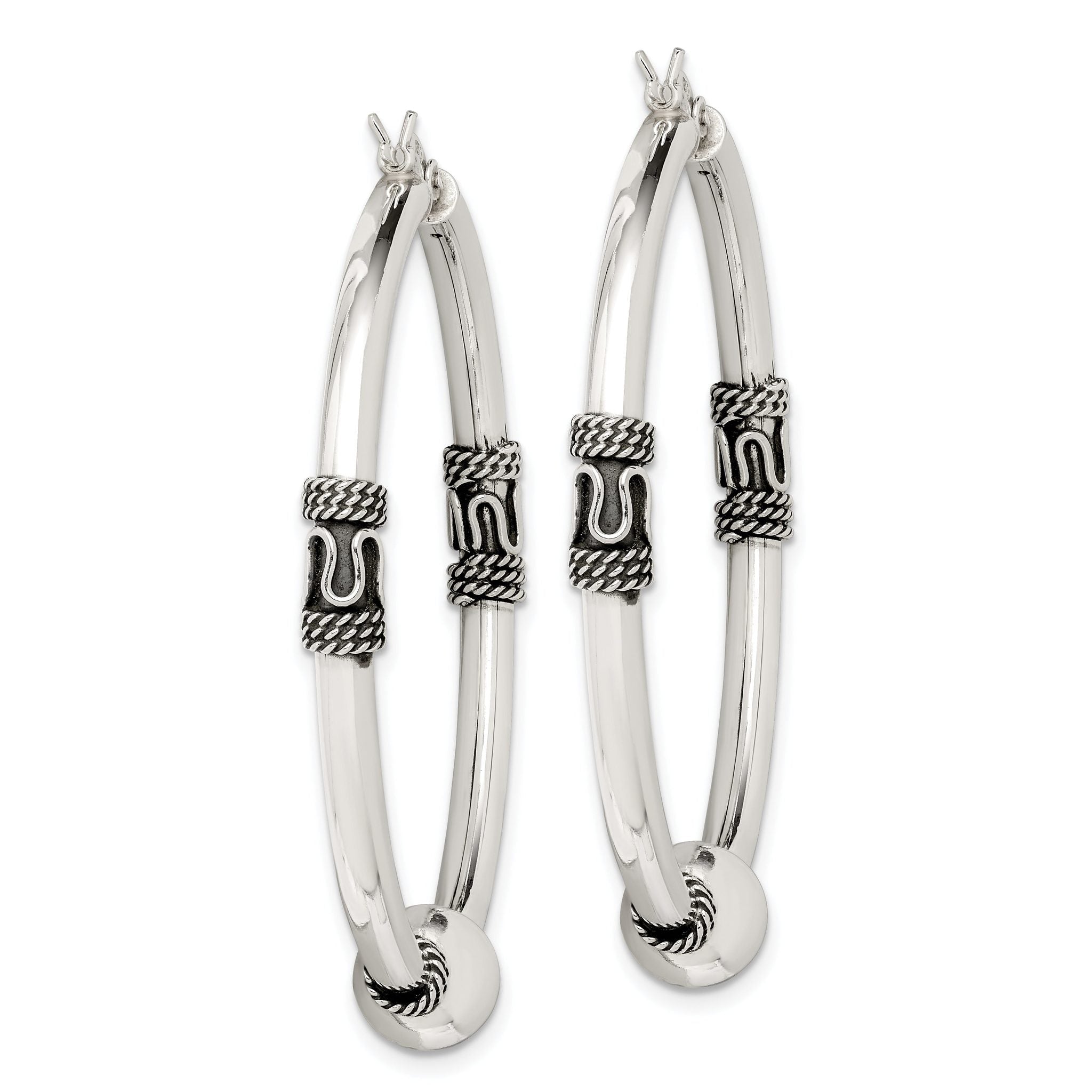 Sterling Silver Antiqued Hoop Earrings Secondary image