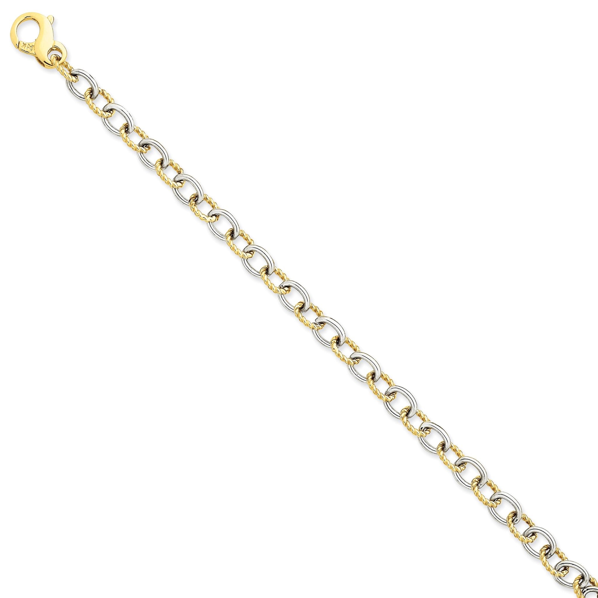 14K Two-Tone Gold Fancy Link Bracelet with Polished Finish Main image