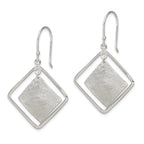 Sterling Silver Polished & Textured Double Square Dangle Earrings
