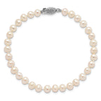 14k White Gold 5-6mm White Near Round Freshwater Cultured Pearl 7.5 inch Bracelet