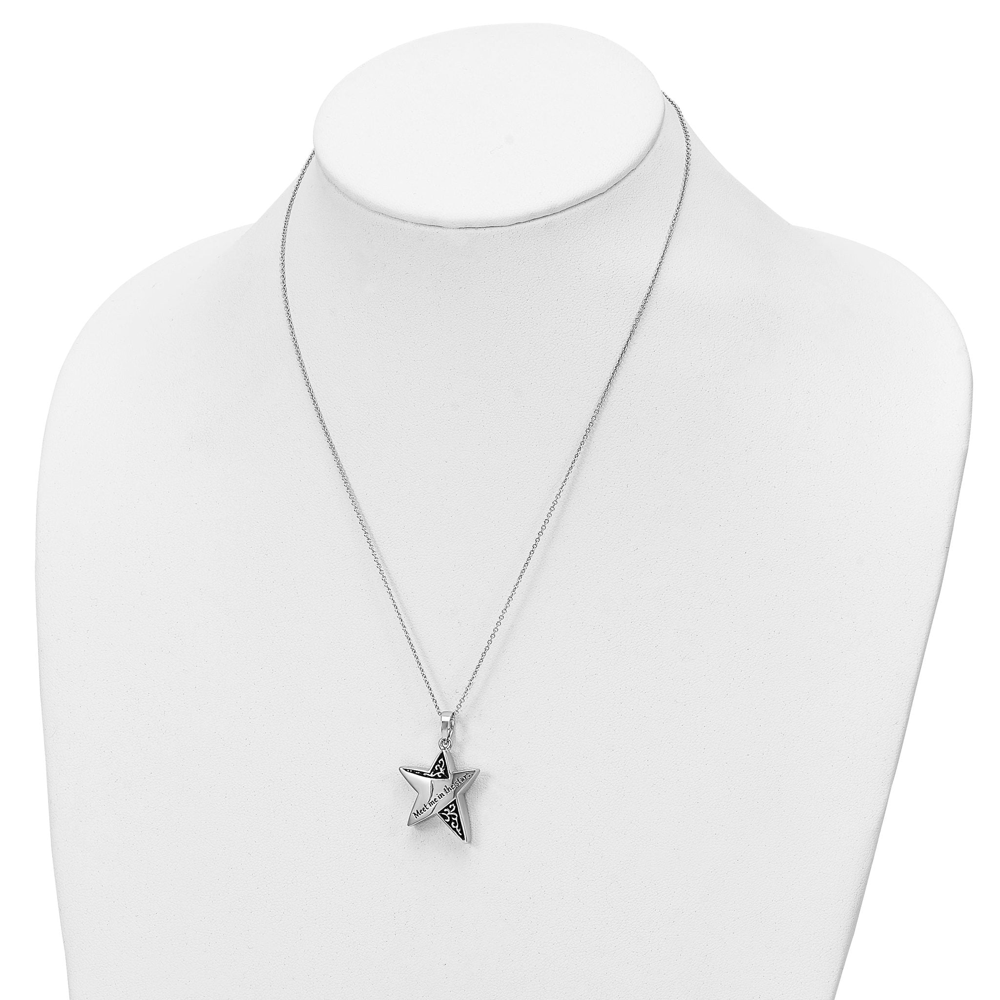 Sentimental Expressions Sterling Silver Rhodium-plated Antiqued Meet Me In The Stars 18 Inch Ash Holder Necklace