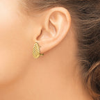 14K Gold Polished Teardrop Omega Back Earrings for Women 20mm Elegant Design