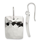 925 Sterling Silver Hammered Rectangle Dangle Earrings with Polished Finish
