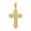 14K Gold Fleur De Lis Cross Pendant with Solid Cast Design