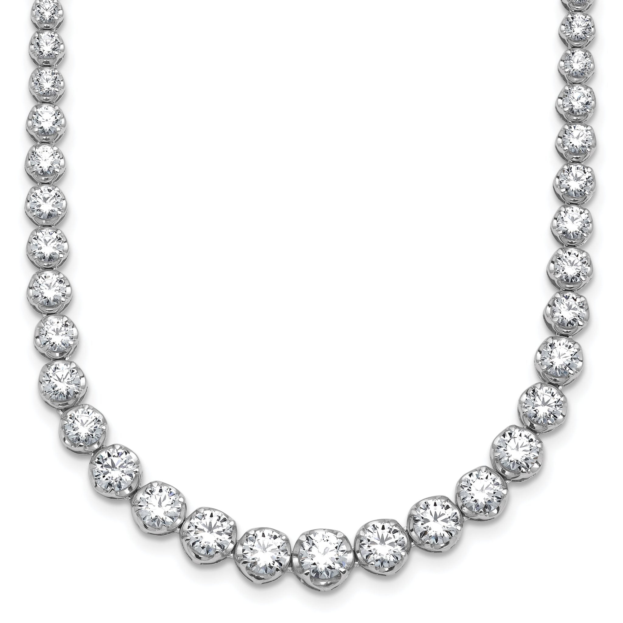 14k White Gold 10 carat Lab Grown Diamond VS/SI+ G+ Complete Round 16 inch Graduated Tennis Necklace