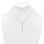 Sterling Silver Polished Two Heart 16 inch Lariat Necklace