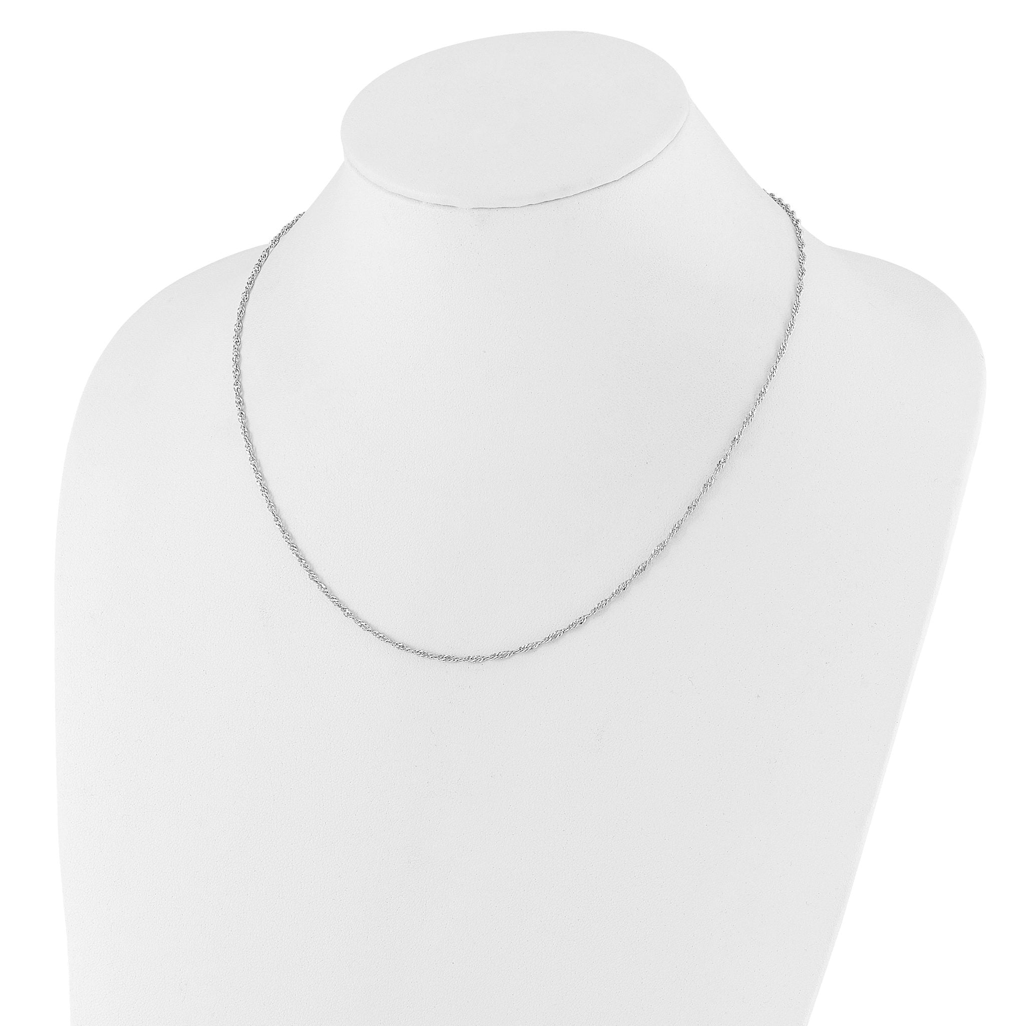 Sterling Silver RH-plated Adjustable 2mm Singapore Chain