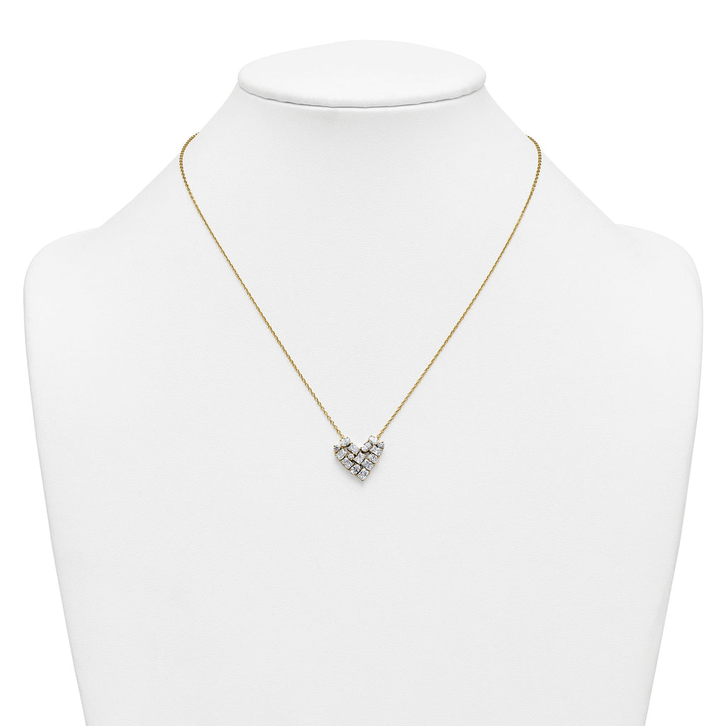 14k 1 1/4 carat Lab Grown Diamond VS/SI+ G+ Complete 18 inch Cluster Heart Necklace