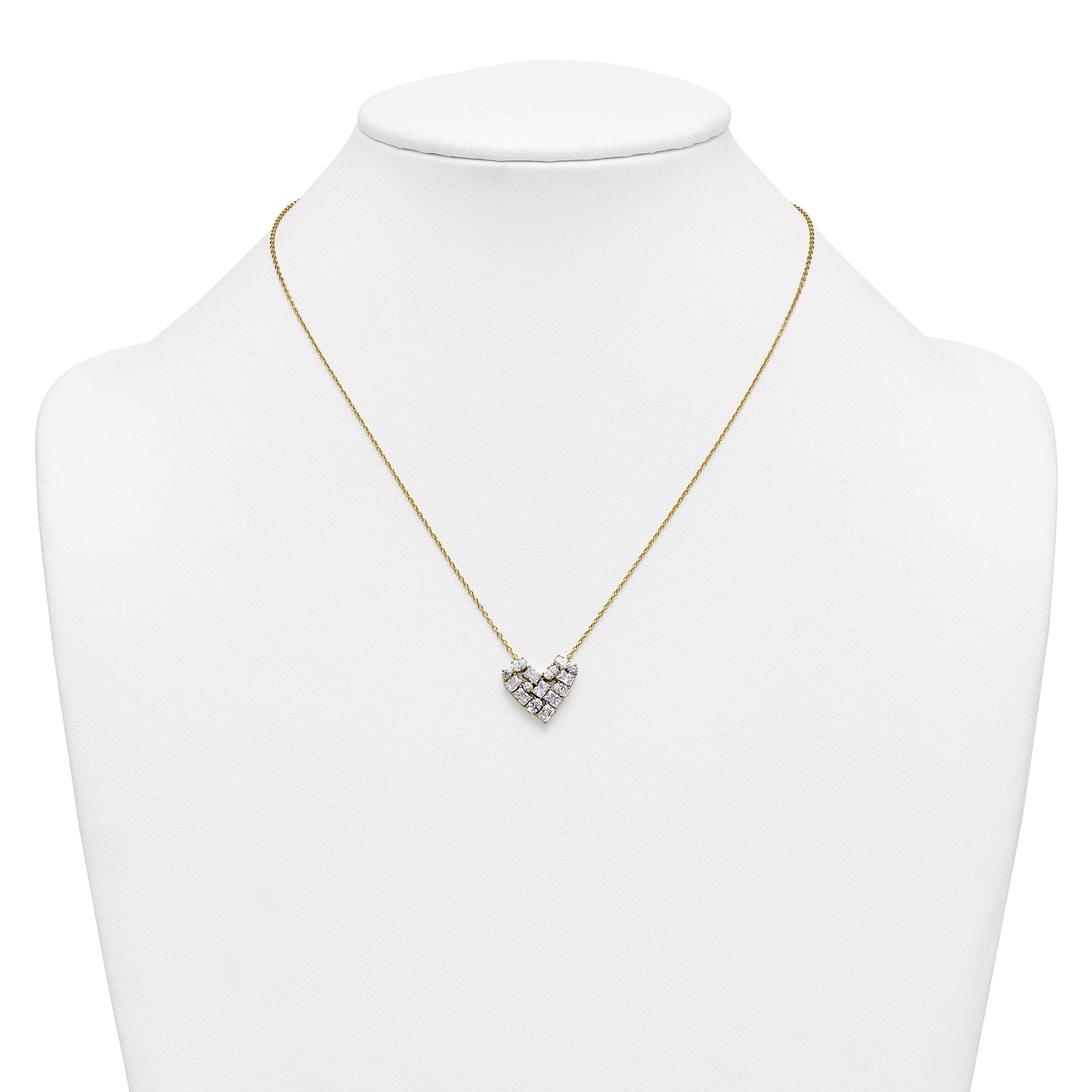 14k 1 1/4 carat Lab Grown Diamond VS/SI+ G+ Complete 18 inch Cluster Heart Necklace