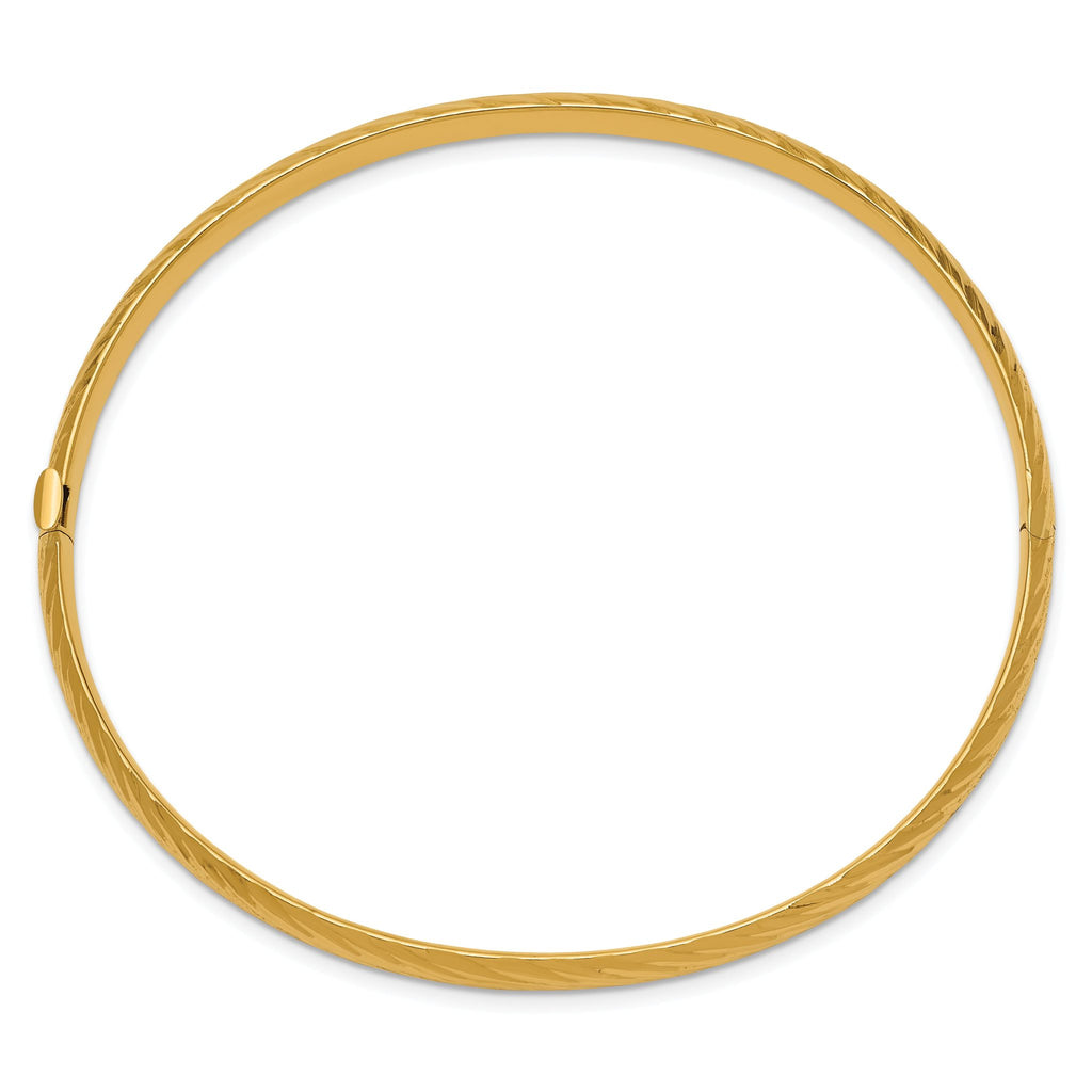 10k 3/16 Textured Hinged Bangle