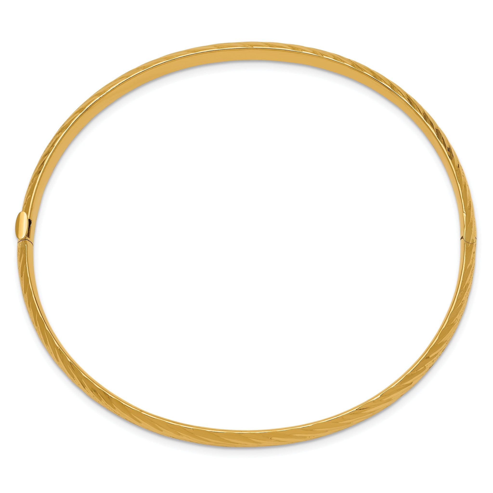 10k 3/16 Textured Hinged Bangle