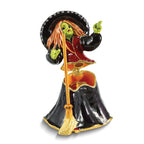 Luxury Giftware by Jere Bejeweled SALEM Witch with Broom Trinket Box with Matching 18 Inch Necklace