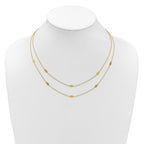 14K Polished Fancy 2-Strand Navette w/ 2in Ext. Necklace