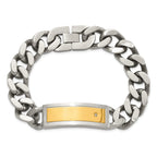 Chisel Stainless Steel Polished and Matte Yellow IP-plated with CZ 24 inchNecklace and Bracelet Set