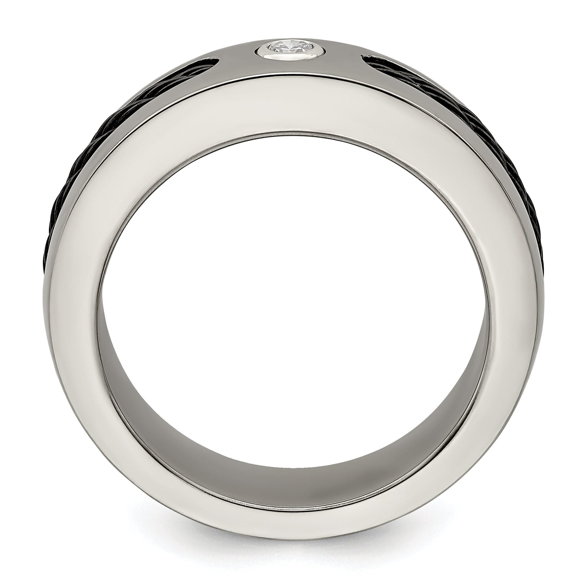 Titanium Diamond Wedding Band with Bezel Set and Polished Finish Secondary image