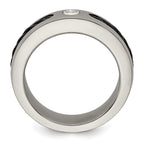 Titanium Diamond Wedding Band with Bezel Set and Polished Finish