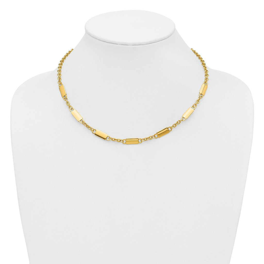 14K Polished Bar Station Necklace