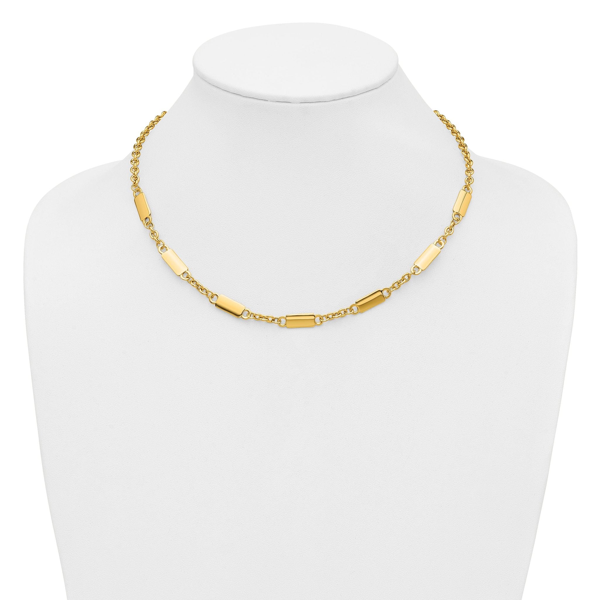 14K Polished Bar Station Necklace