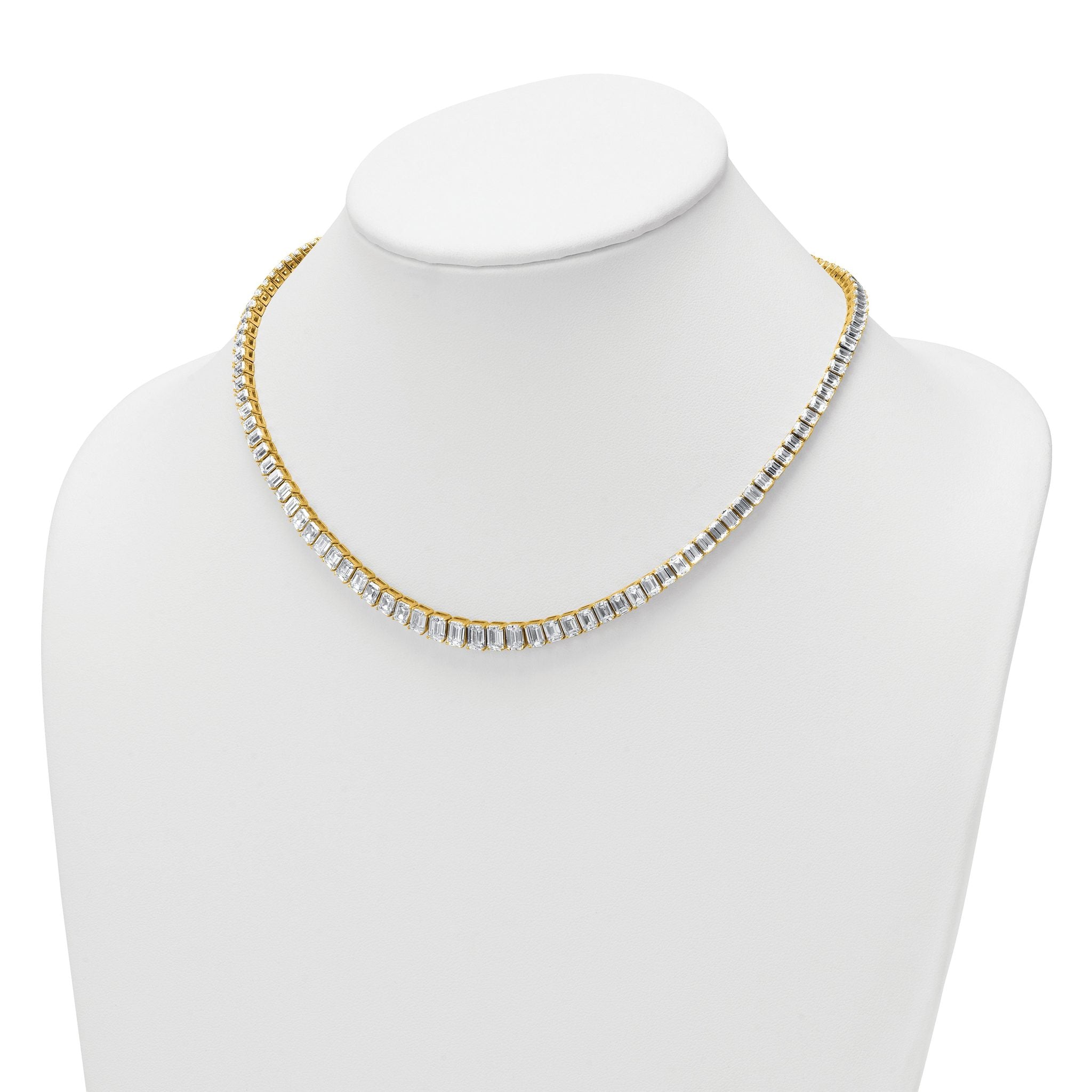 14k 29 1/6 carat Lab Grown Diamond VS+ F+ Complete 17 inch Emerald Graduated Tennis Necklace