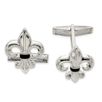 Sterling Silver Fleur-de-Lis Onyx Cuff Links