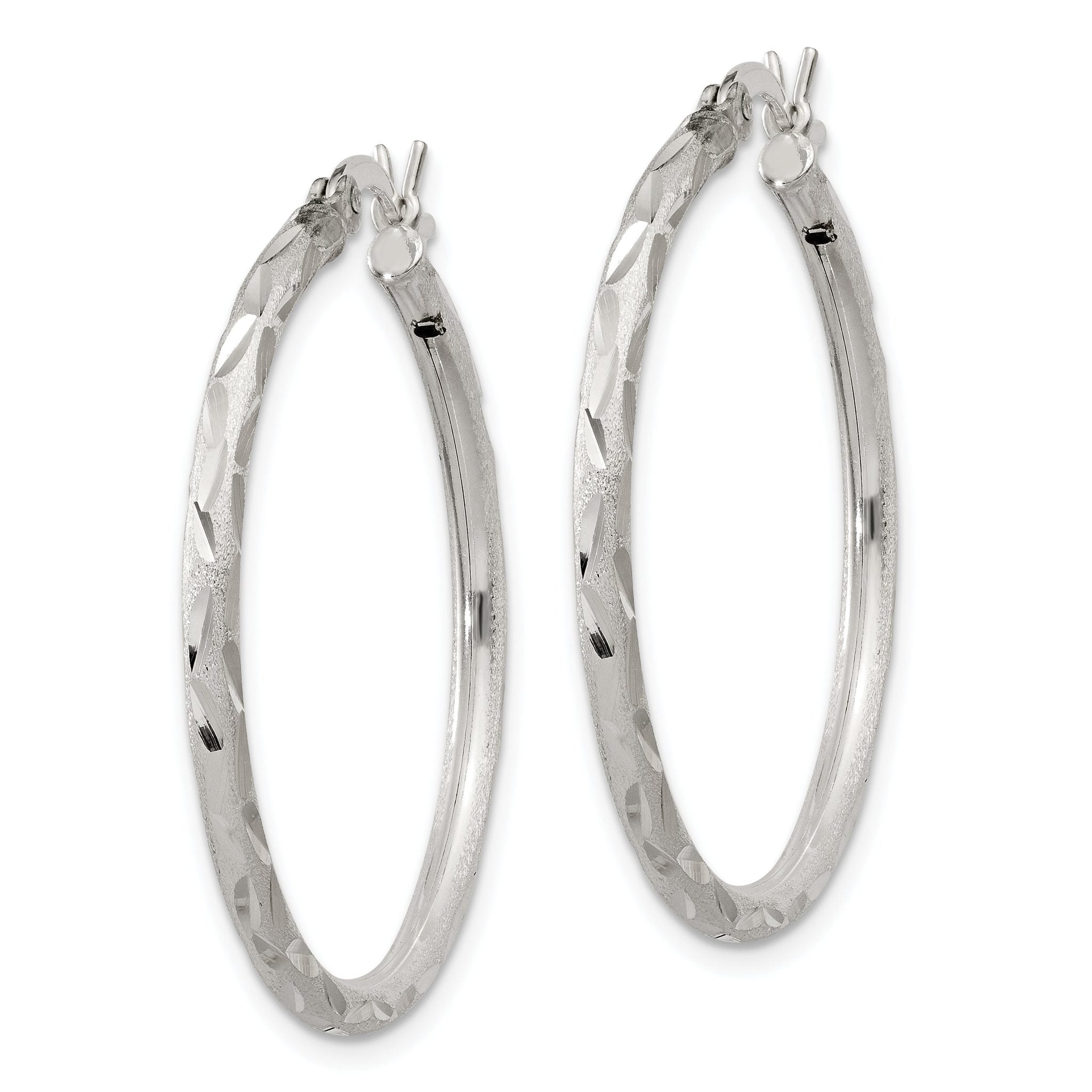 Sophia Jewelers Sterling Silver 925 Hoop Earrings with Diamond-Cut Satin Finish Secondary image