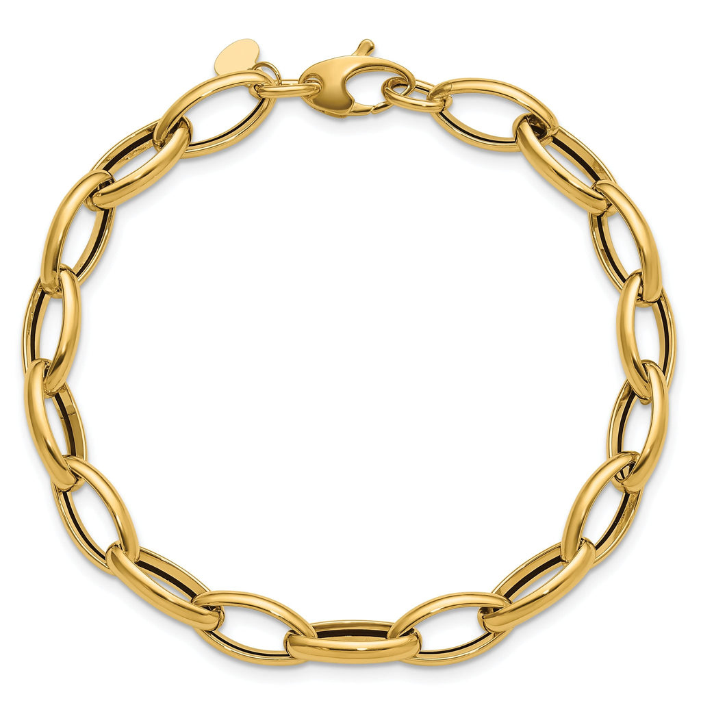 14K Polished Fancy Oval Link Bracelet