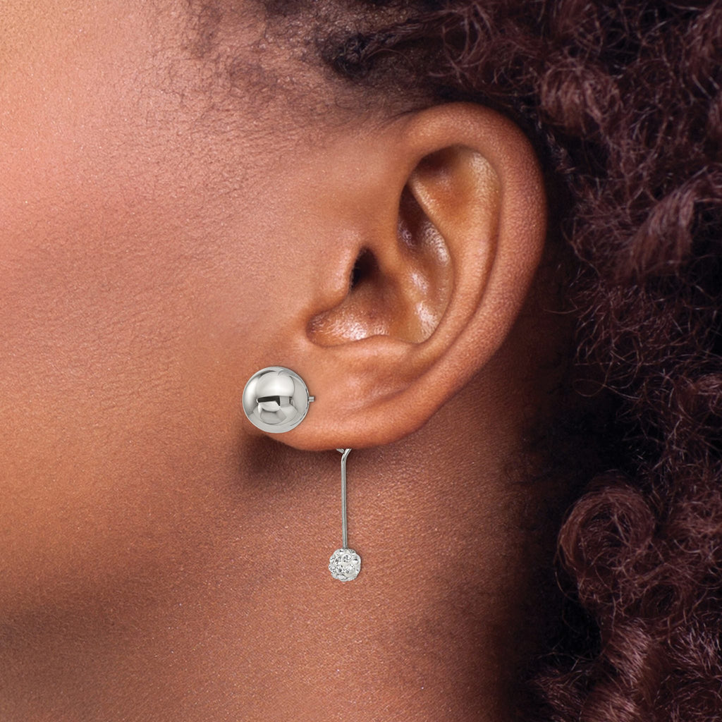 Stainless Steel Polished Crystal Drop Dangle Earrings for Women