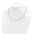 Sterling Silver Rhodium-plated 6-7mm Pink Near-Round Freshwater Cultured Pearl 18-Station 18 inch Necklace