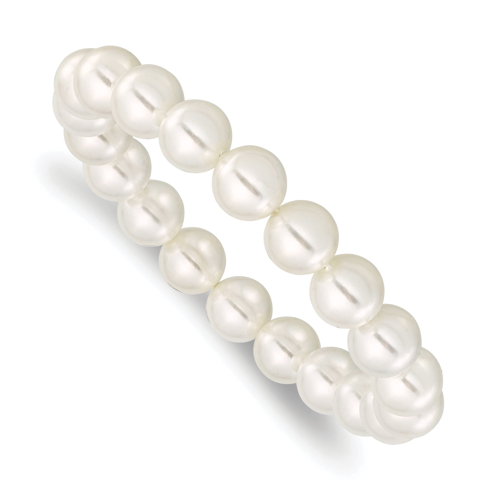 Majestik 10-11mm White Imitation Shell Pearl Stretch Bracelet Main image